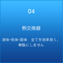熱交換器　液体・気体・固体　全てを効率良く、無駄にしません！